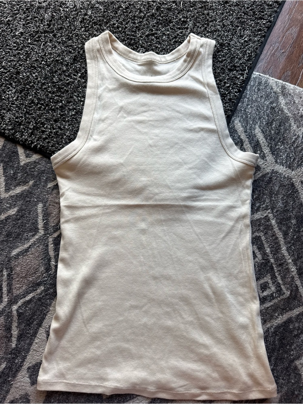 a new day Women's Cream Ribbed High-Neck Tank